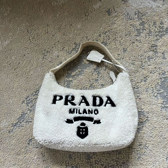 White Prada Re-Edition 2000 terry mini-bag